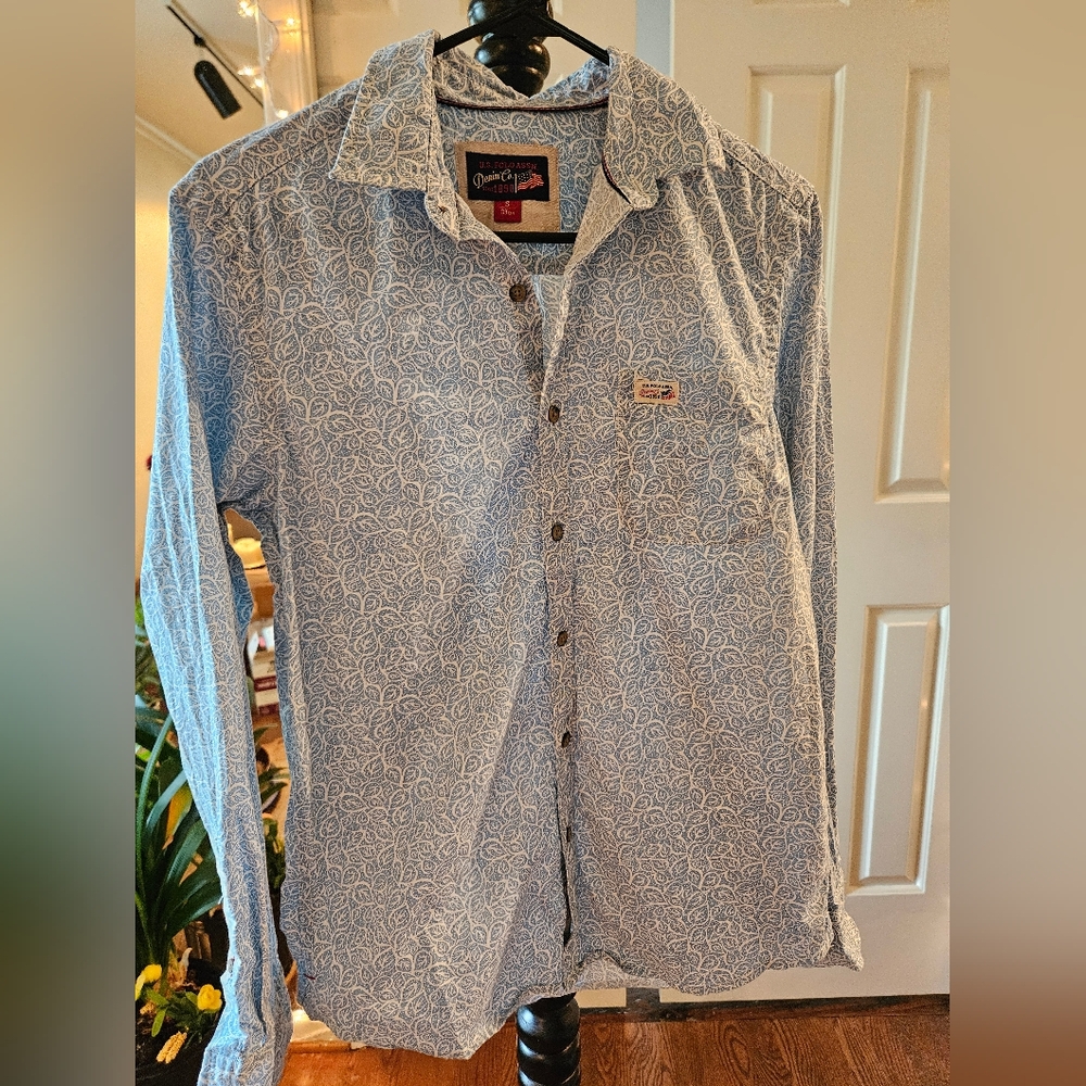 Men's Flower Print Long Sleeve Button Down